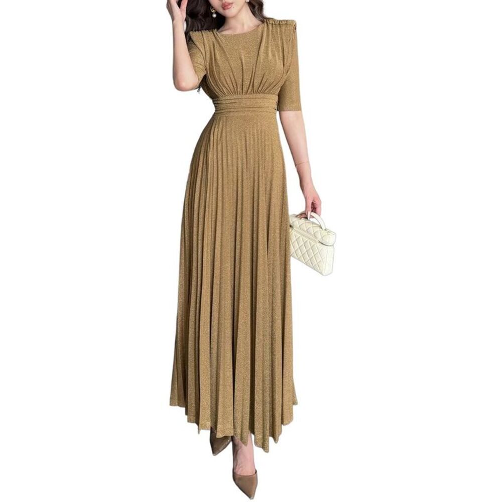 Burryco Womens Short Sleeve Maxi Dress, Yellow